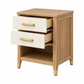 Mesita de noche 45 x 40 x 60 cm de madera marrón y blanco con 2 cajones
