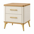 Mesita de noche 50 x 40 x 60 cm de madera blanco y roble con 2 cajones estilo moderno
