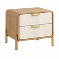 Mesita de noche 50 x 40 x 55 cm de madera beige y blanco con 2 cajones estilo moderno