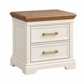 Mesita de noche 50 x 40 x 60 cm de madera blanca y marrón con 2 cajones estilo clásico