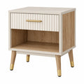Mesita de noche 50 x 40 x 60 cm de madera blanca y roble con cajón estilo moderno