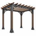 Pérgola 300 x 300 x 250 cm de metal y madera negra/marrón para jardín de estilo contemporáneo