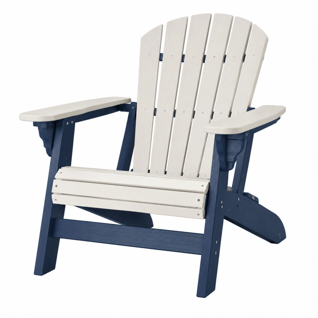 Sillón Adirondack 79 x 84 x 98 cm de madera blanco y azul marino para exterior