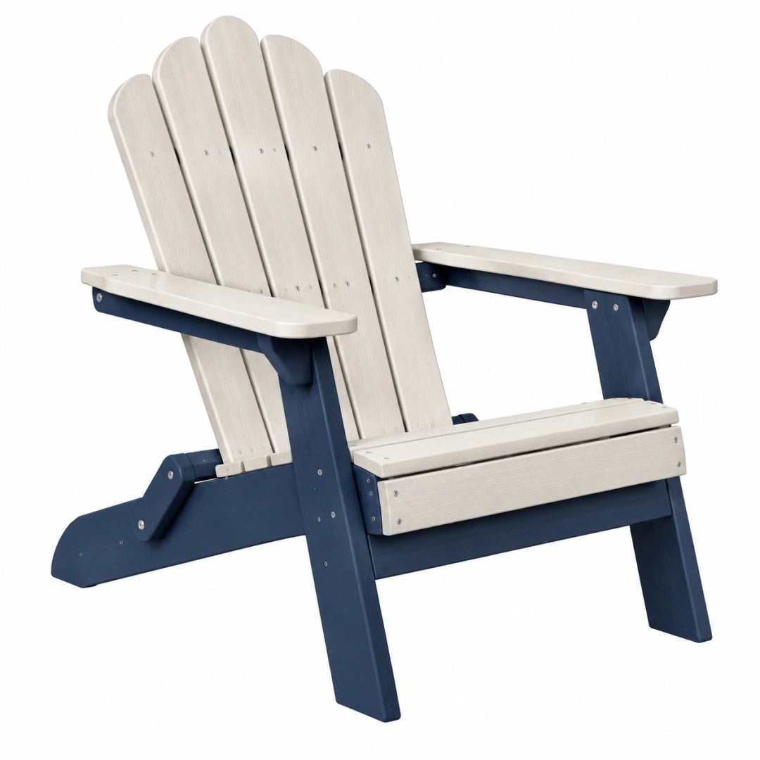 Silla Adirondack 80 x 85 x 100 cm de plástico beige y azul para exterior