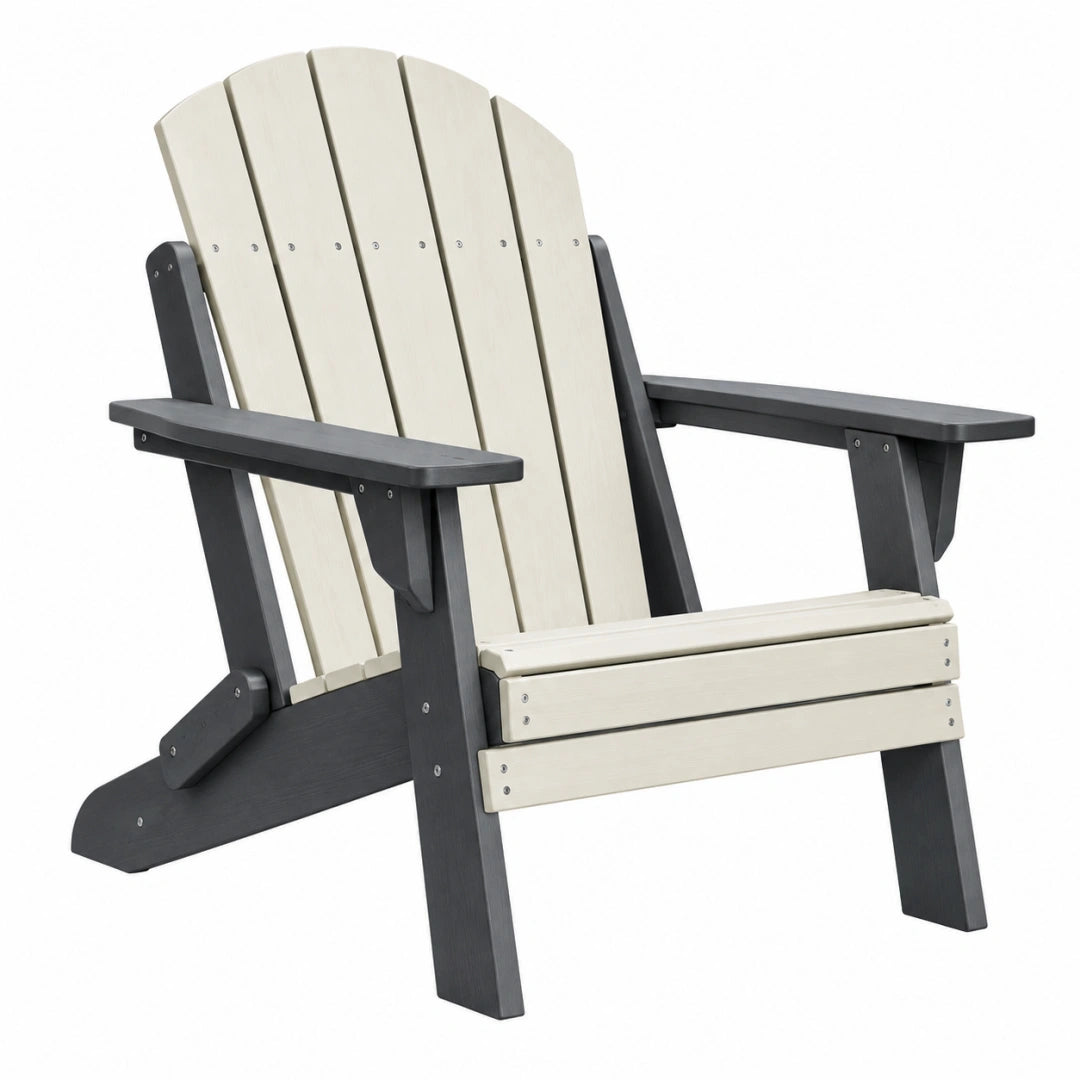 Silla Adirondack 80 x 88 x 95 cm de plástico beige y gris para exterior