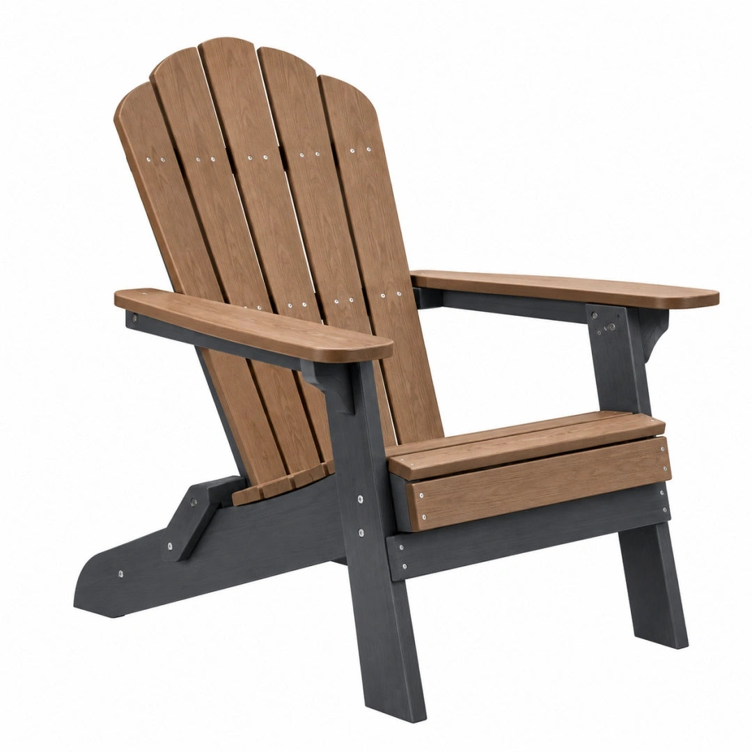 Silla Adirondack 80 x 90 x 98 cm de madera marrón y gris para exterior con reposabrazos