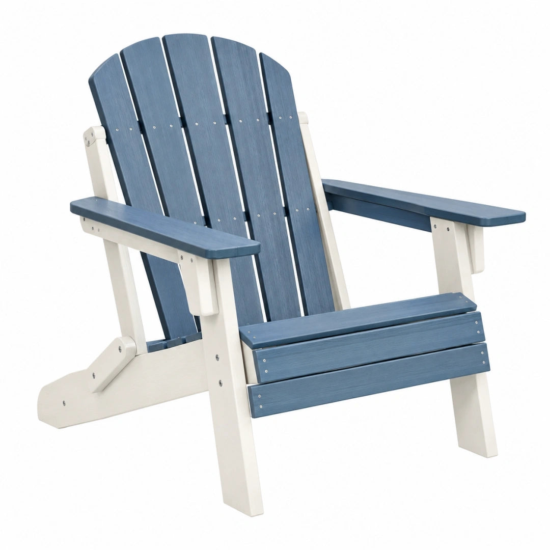 Sillón Adirondack 80 x 90 x 100 cm de madera azul y blanco para exterior