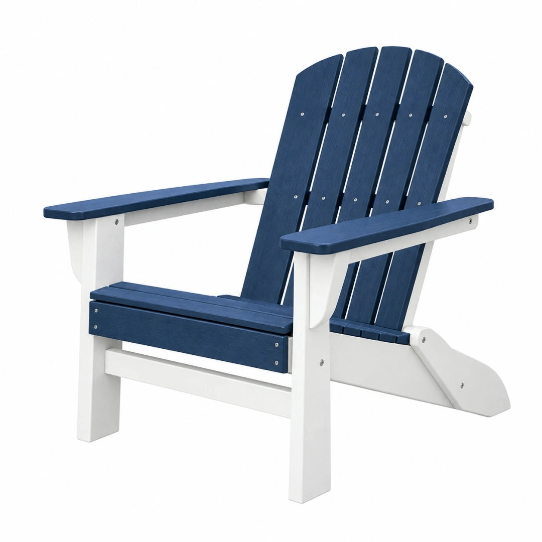Silla Adirondack 83 x 79 x 95 cm de plástico azul marino y blanco para exterior