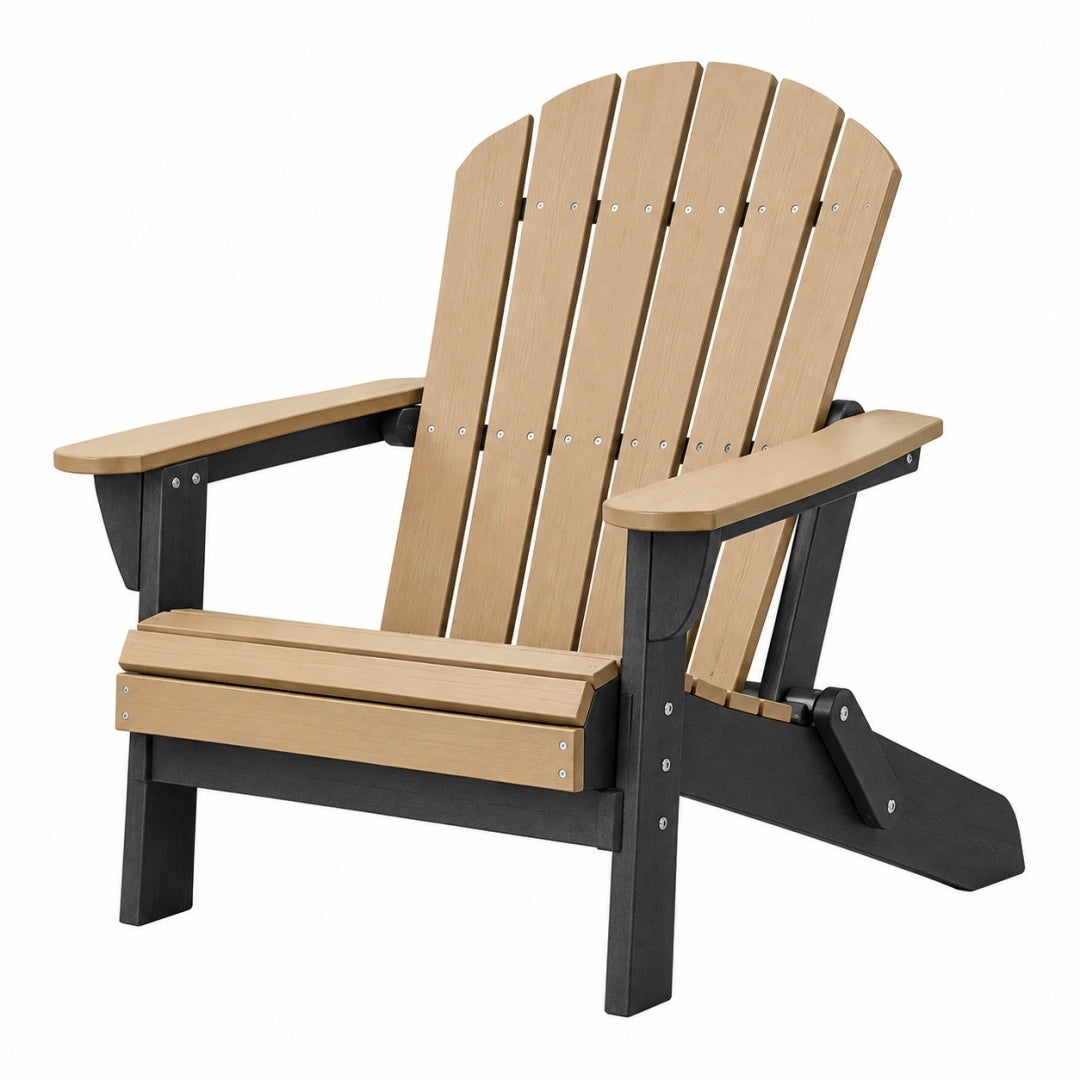 Silla Adirondack plegable 79 x 85 x 97 cm de polietileno beige y negro para exterior