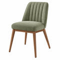 Silla de comedor 50 x 58 x 85 cm tapizada en tela verde con patas de madera estilo moderno