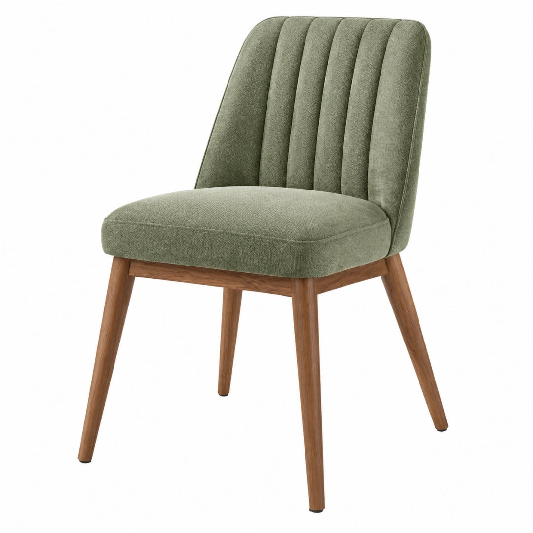 Silla de comedor 50 x 58 x 85 cm tapizada en tela verde con patas de madera estilo moderno