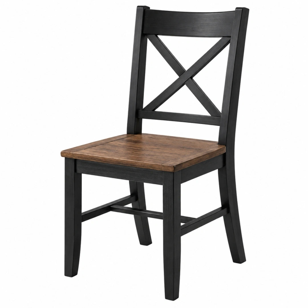 Silla de comedor 45 x 50 x 100 cm de madera negra y marrón estilo rústico
