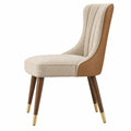 Silla de comedor 55 x 65 x 95 cm tapizada beige y marrón con patas de madera