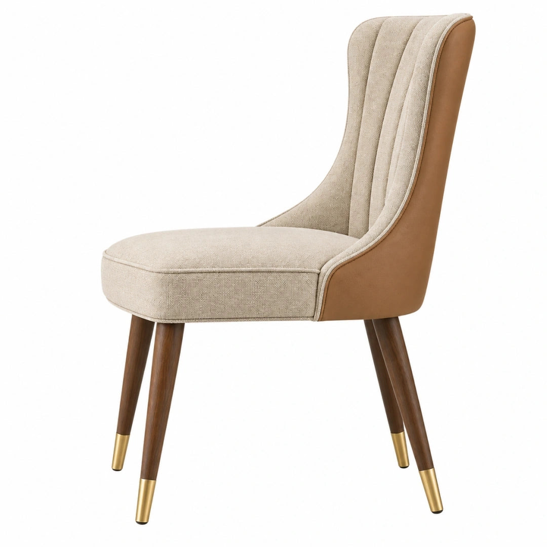 Silla de comedor 55 x 65 x 95 cm tapizada beige y marrón con patas de madera
