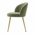 Silla de comedor 58 x 60 x 83 cm tapizada en terciopelo verde con patas metálicas doradas - respaldo acolchado