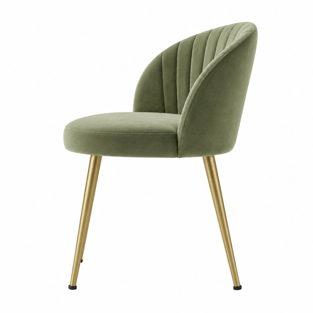 Silla de comedor 58 x 60 x 83 cm tapizada en terciopelo verde con patas metálicas doradas - respaldo acolchado