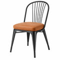 Silla de comedor 45 x 52 x 85 cm de metal negro con asiento acolchado marrón estilo industrial