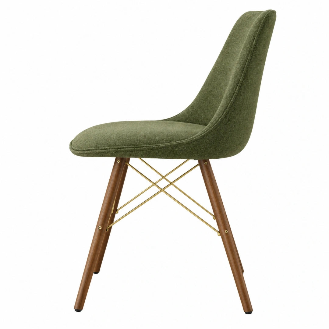 Silla de comedor 47 x 59 x 91 cm tapizada verde con patas de madera estilo moderno