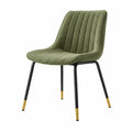 Silla de comedor 58 x 61 x 88 cm tapizada verde con patas metálicas estilo moderno
