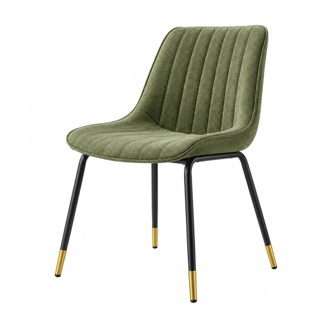 Silla de comedor 58 x 61 x 88 cm tapizada verde con patas metálicas estilo moderno